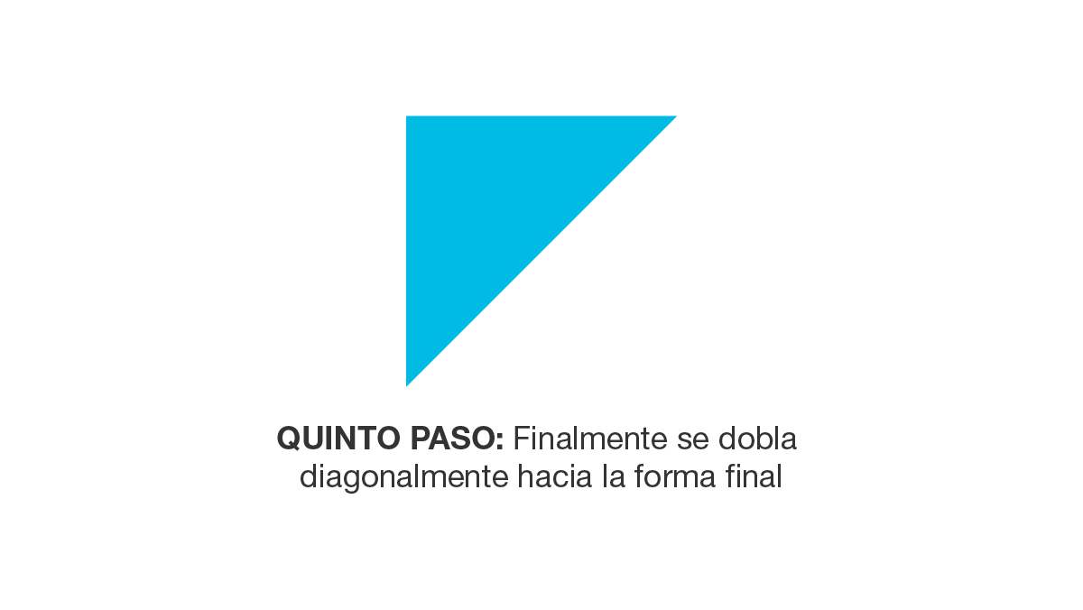 Paso 5: Finalmente se dobla diagonalmente hacia la forma final