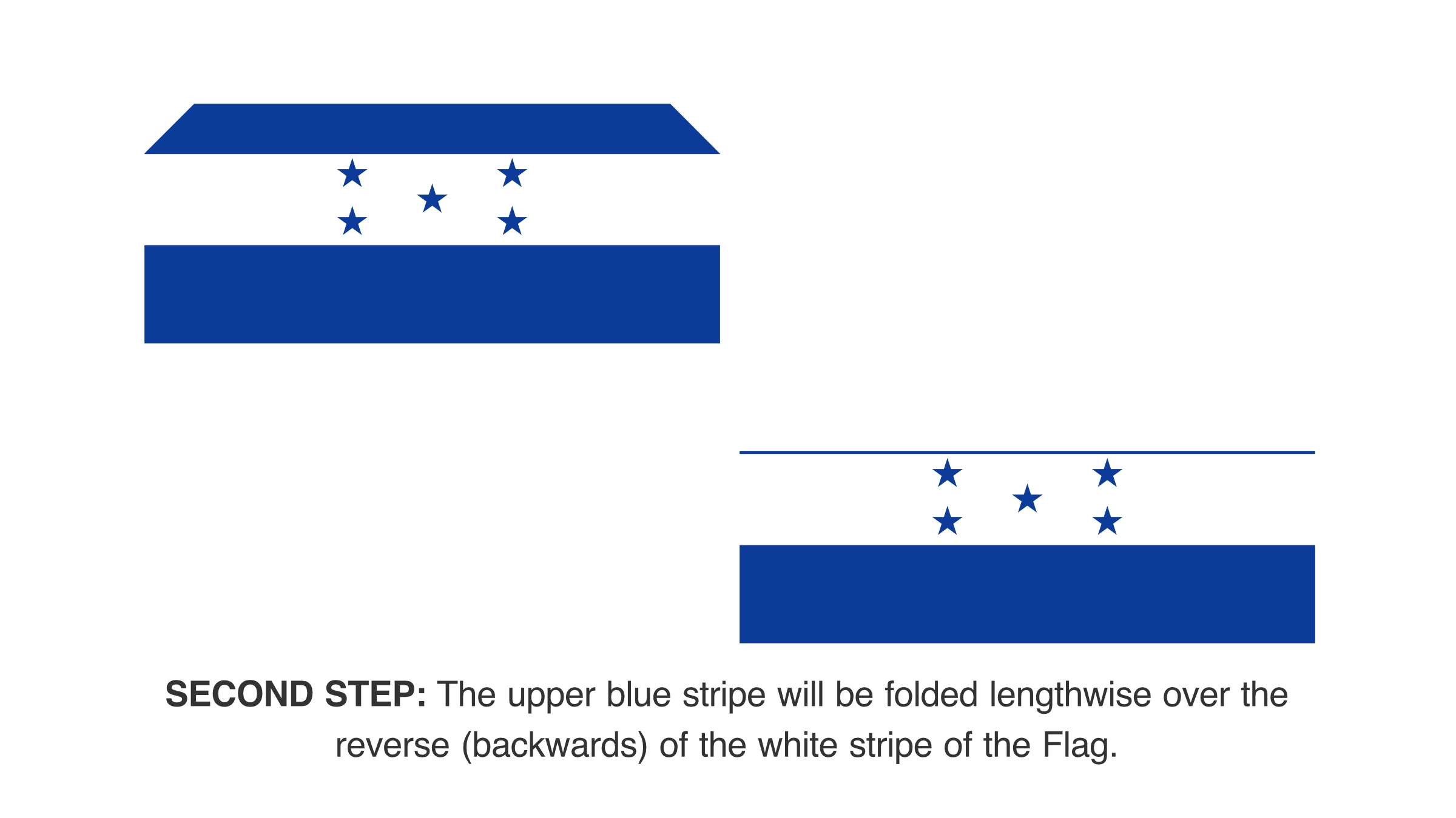 Step 2 – Fold the top blue stripe